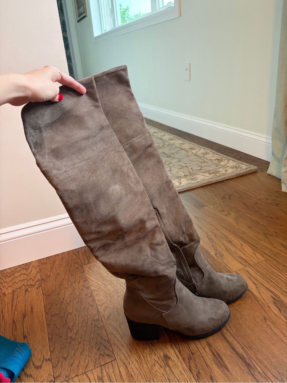 Over-the-Knee Suede-like Boots in Taupe